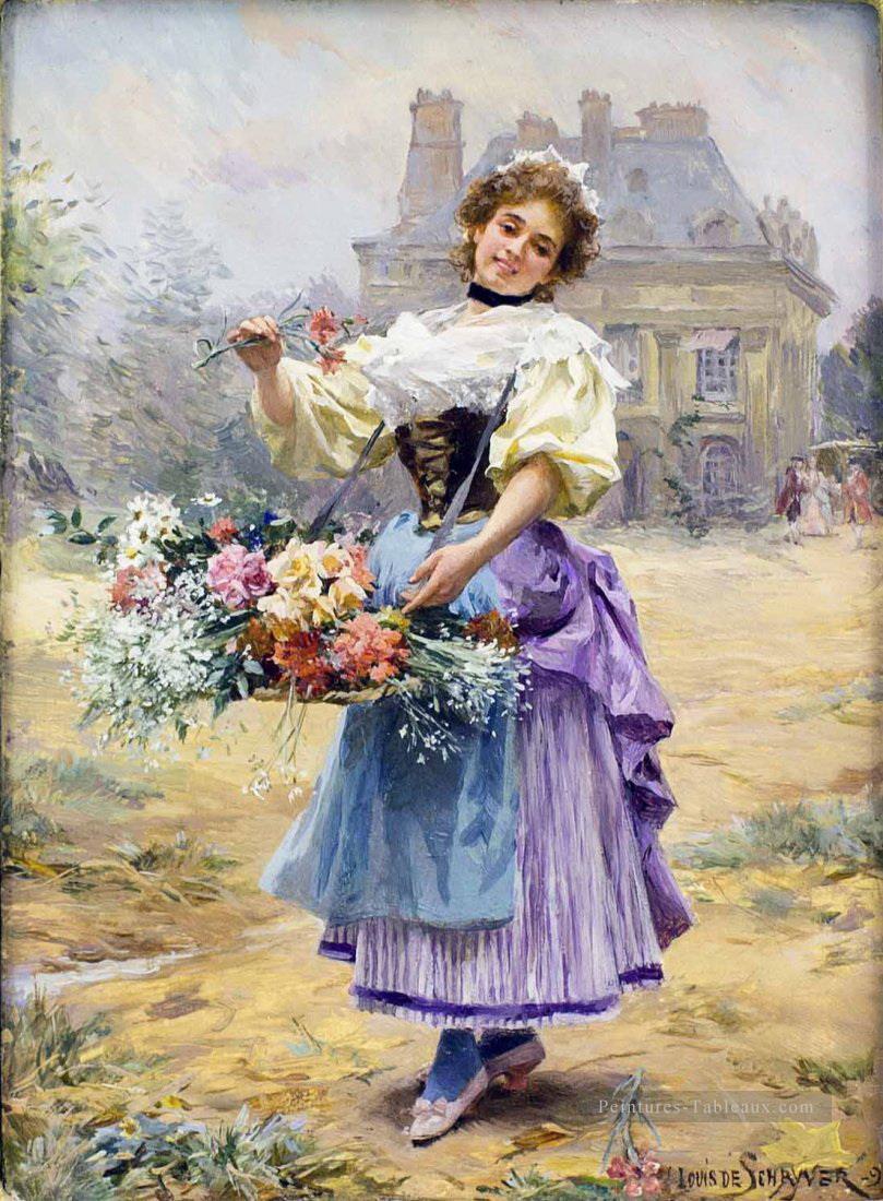 Louis Marie Schryver La demoiselle de la fleur Parisienne Peintures à l'huile
